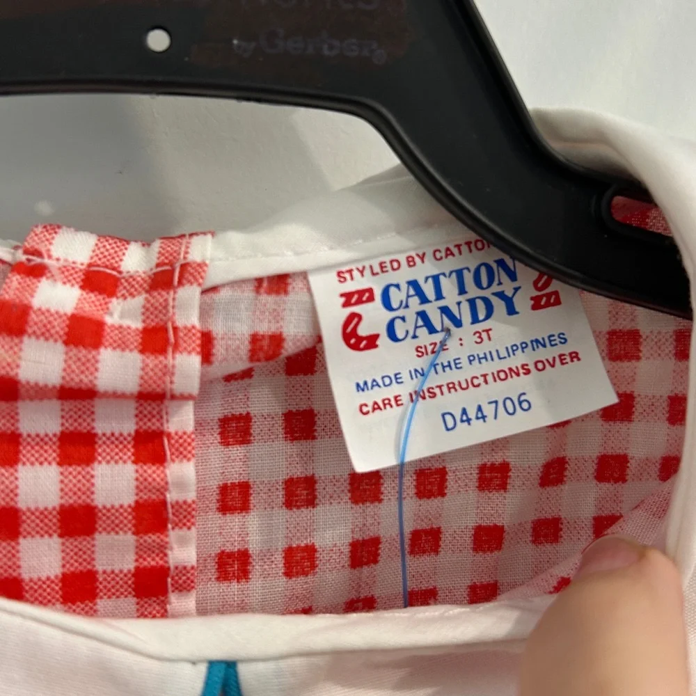 Vintage 80’s Gingham Pinafore Overlay Dress by Cotton Candy |Size 3T - Picture 4 of 7